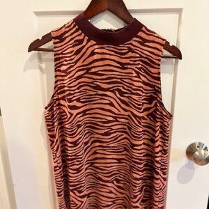 Loft Outlet Blouse, Size M, maroon zebra stripe